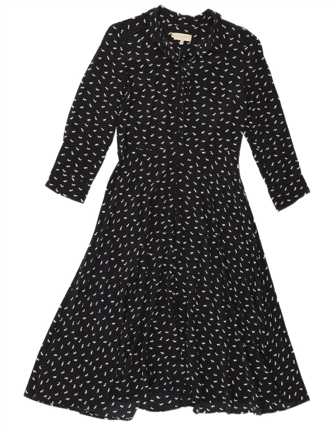 Abito a trapezio da donna Hobbs UK 10 piccolo in viscosa con stampa animalier blu navy