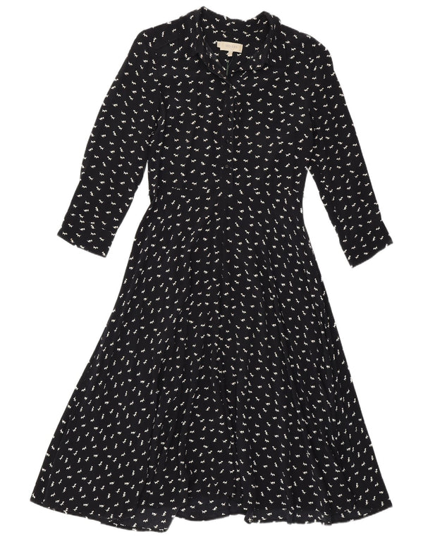 Abito a trapezio da donna Hobbs UK 10 piccolo in viscosa con stampa animalier blu navy