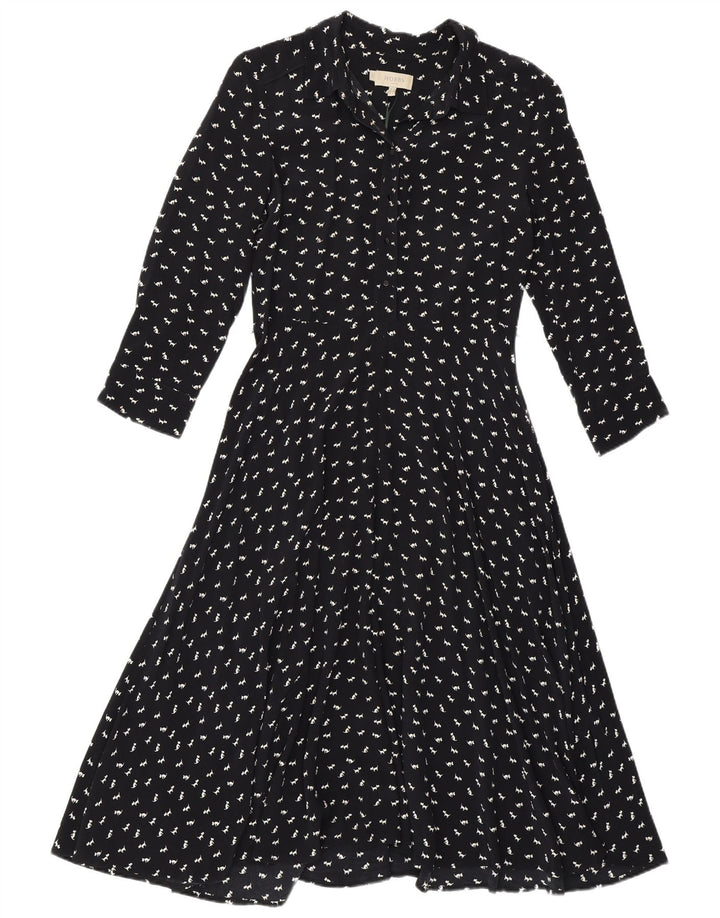 Abito a trapezio da donna Hobbs UK 10 piccolo in viscosa con stampa animalier blu navy