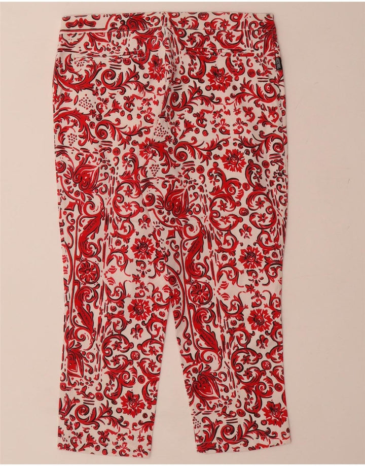 Pantaloni Capri dritti da donna MOSCHINO UK 12 Medium W28 L21 Rosso Paisley