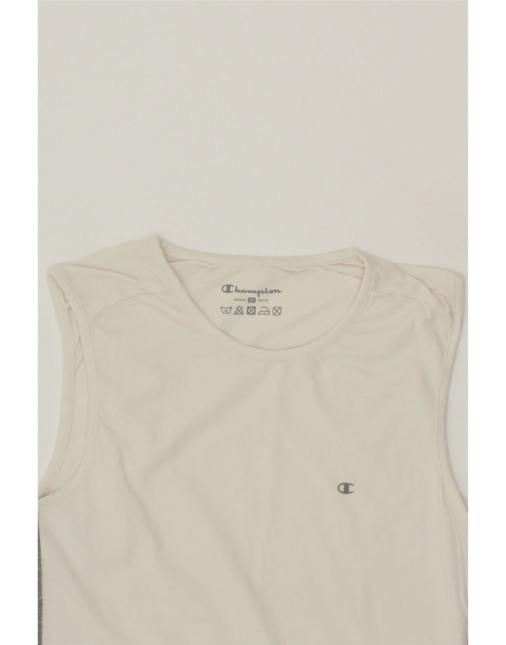 CHAMPION Womens Vest Top UK 8 Small Off White Vintage Champion and Second-Hand Champion from Messina Hembry 