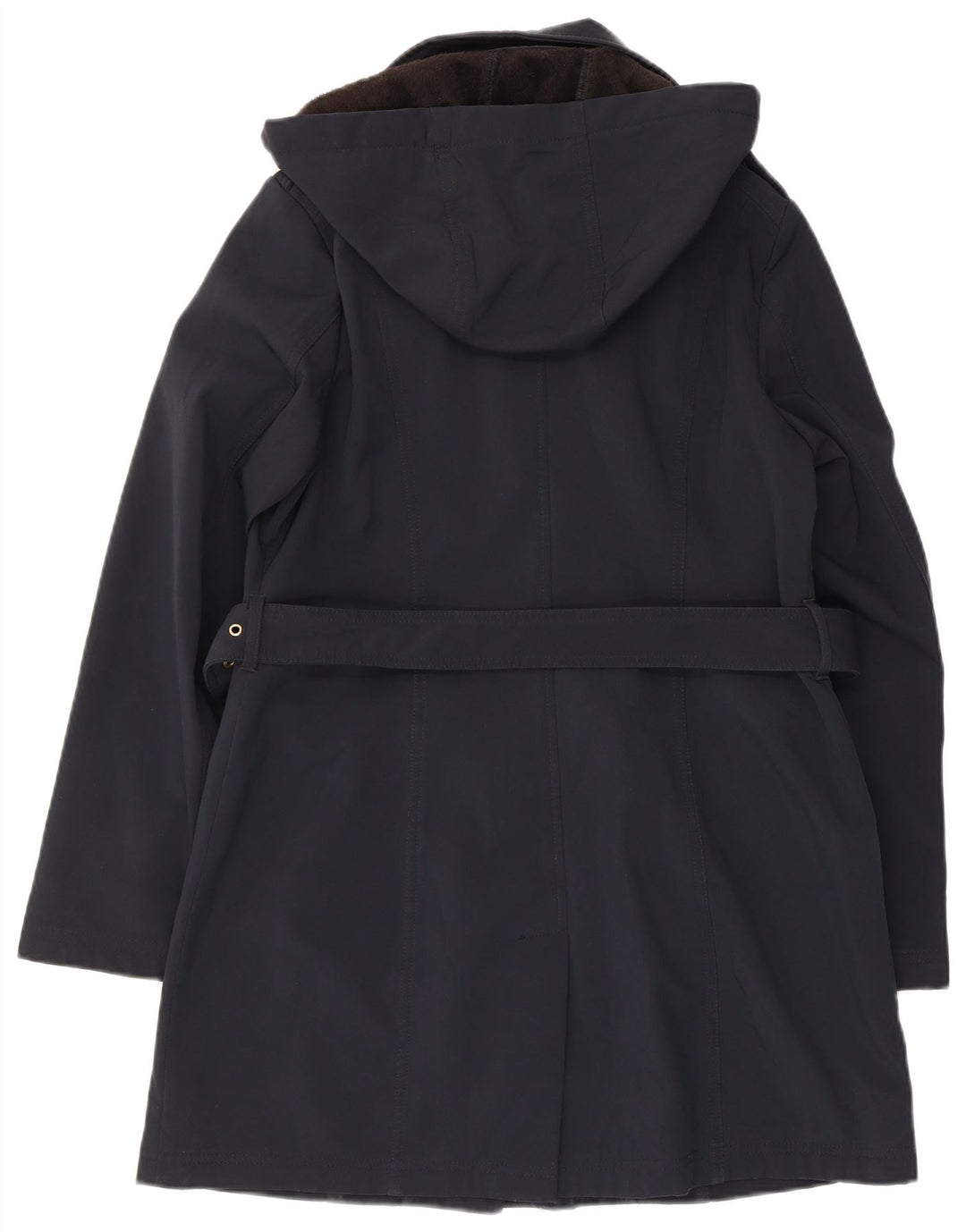 Trench con cappuccio da donna Michael Kors UK 14 poliestere medio blu navy