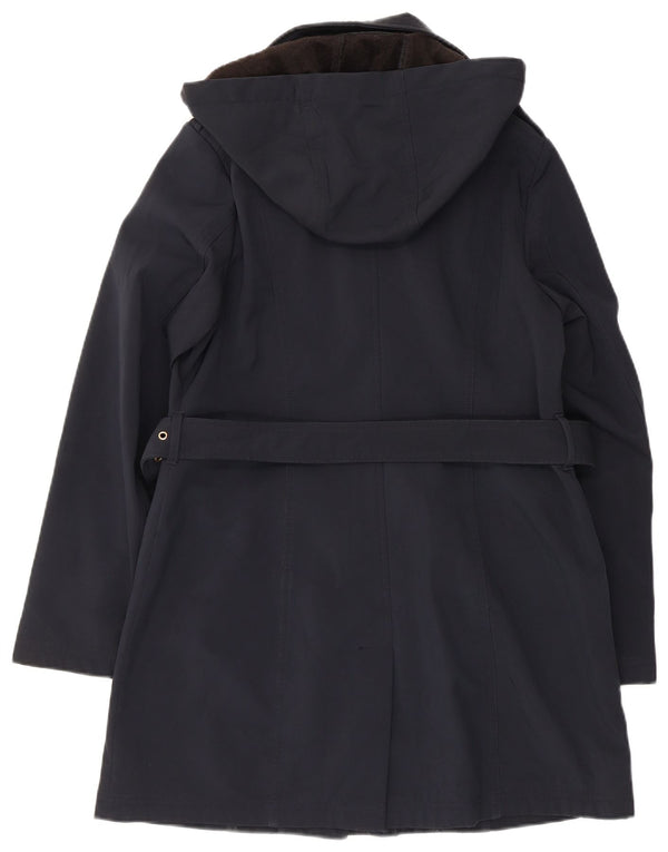 Trench con cappuccio da donna Michael Kors UK 14 poliestere medio blu navy