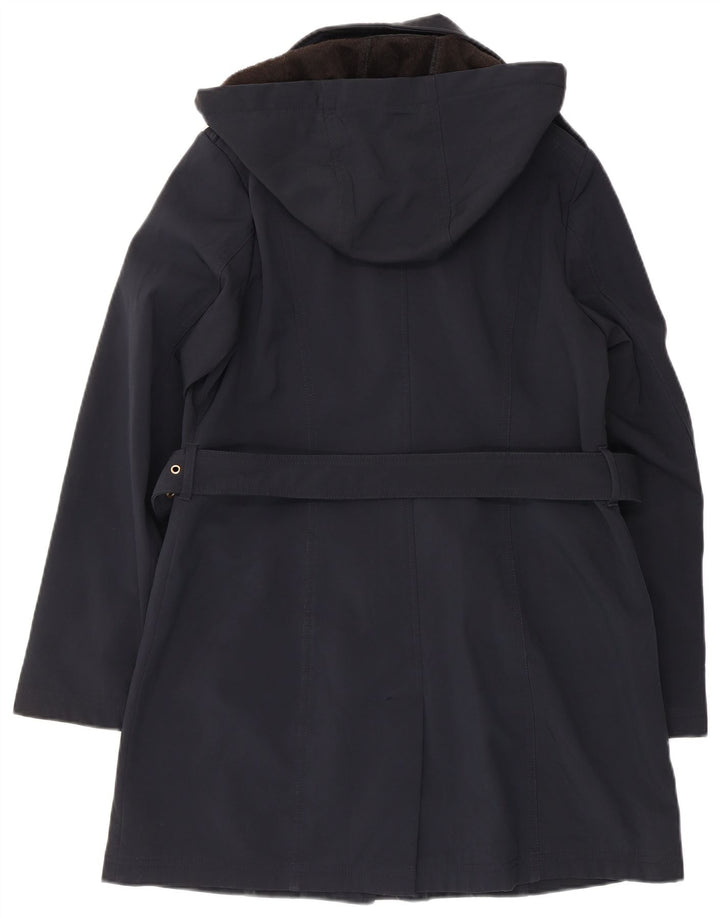 Trench con cappuccio da donna Michael Kors UK 14 poliestere medio blu navy