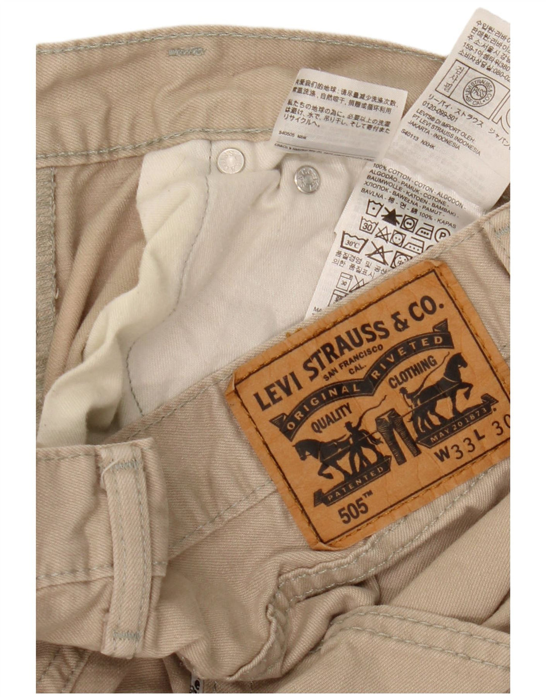 Levi's Uomo 505 Jeans dritti W33 L26 Cotone Beige