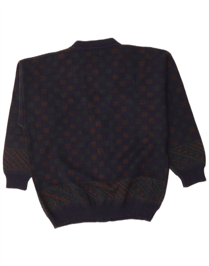 Maglione cardigan da uomo Ranger XL blu navy geometrico