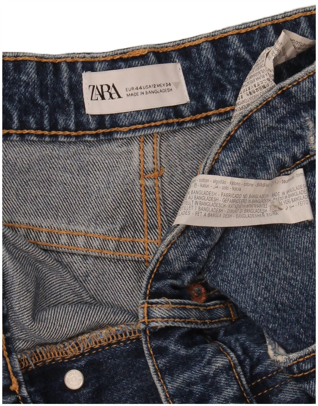 Pantaloncini di jeans da donna Zara EU 44 XL W34 cotone blu