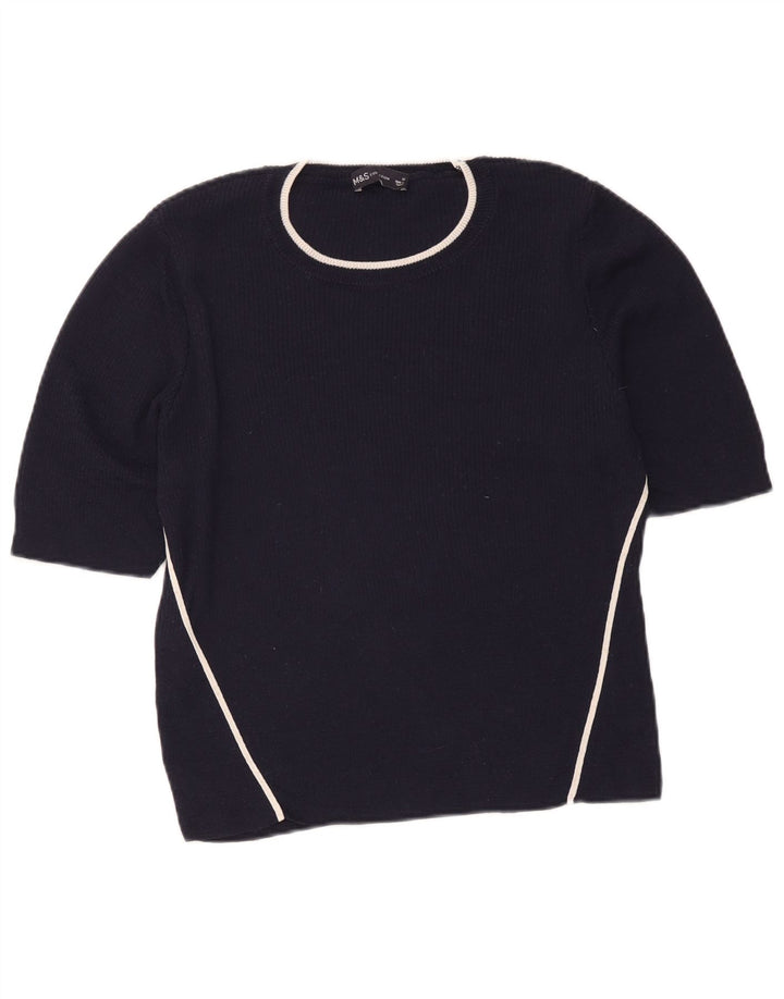 Camicetta a maniche corte da donna Marks & Spencer UK 16 Large Blu Navy