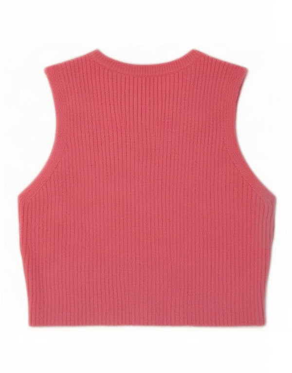 Canotta corta da donna Zara UK 8 piccola in cotone rosa