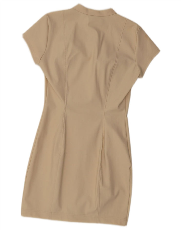 Abito Tubino Zara Donna UK 14 Large Beige Poliammide