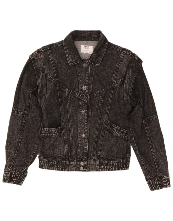 Giacca in denim vestibilità ampia da donna Bershka UK 6 XS cotone grigio