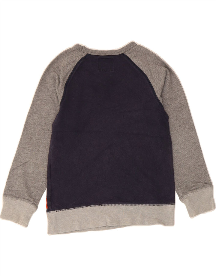 OSH KOSH Boys Sweatshirt Jumper 6-7 Years Navy Blue Colourblock Cotton Vintage Osh Kosh and Second-Hand Osh Kosh from Messina Hembry 