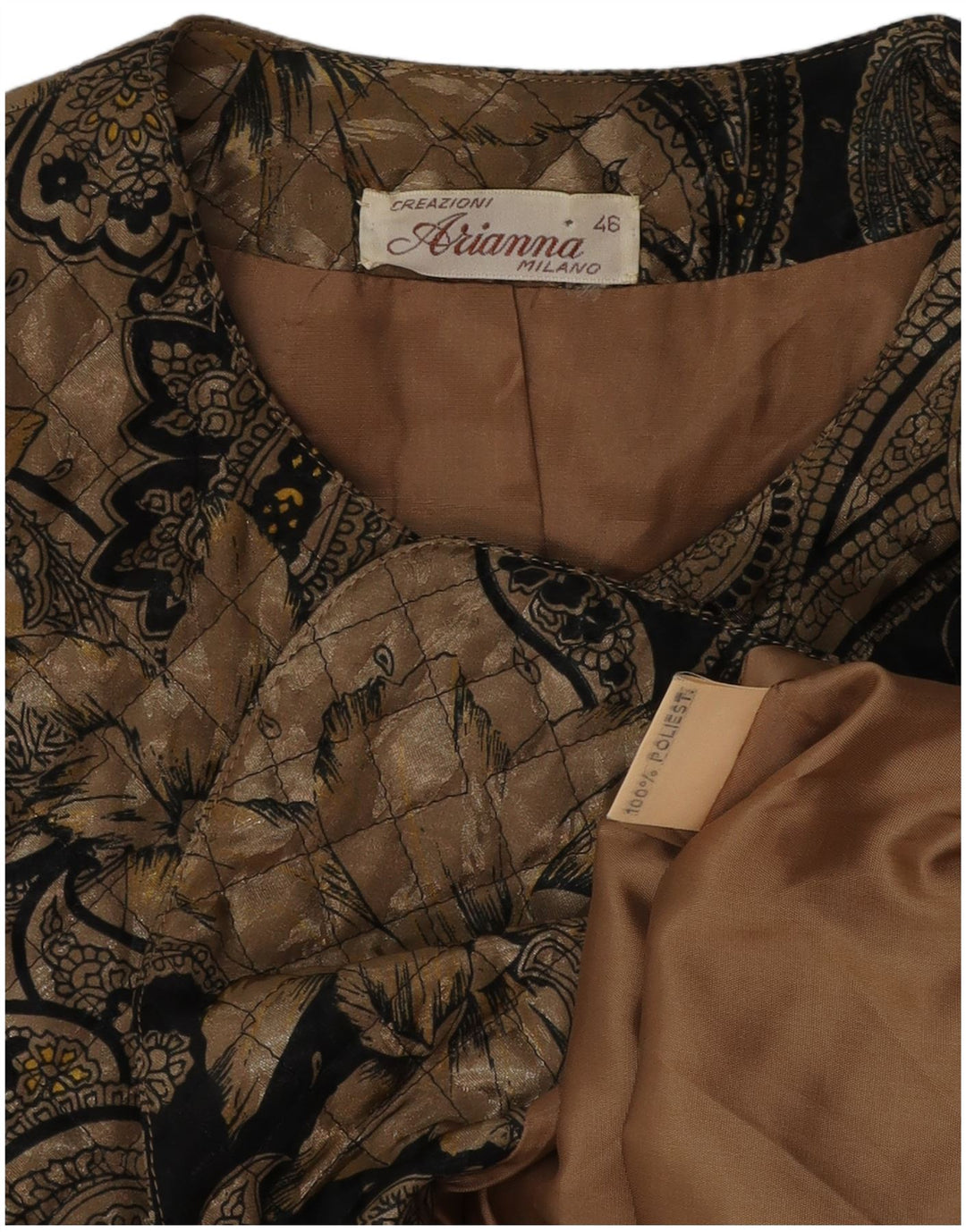 ARIANNA Giacca Blazer Trapuntata da Donna a 5 Bottoni IT 46 Large Marrone Paisley