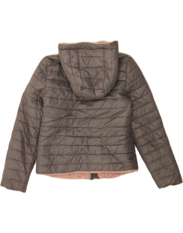MICHAEL KORS Girls Hooded Padded Jacket 10-11 Years Grey Nylon Vintage Michael Kors and Second-Hand Michael Kors from Messina Hembry 