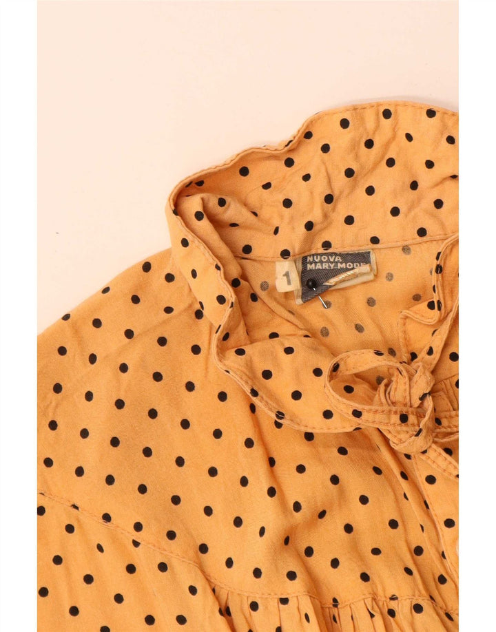 Abito lungo da donna vintage UK 12 medio giallo maculato