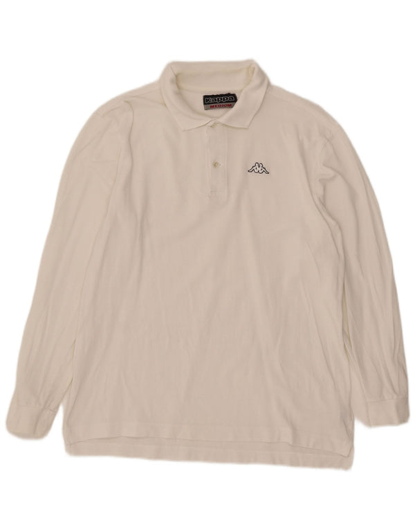 Polo Kappa Uomo Manica Lunga Cotone Bianco Medio