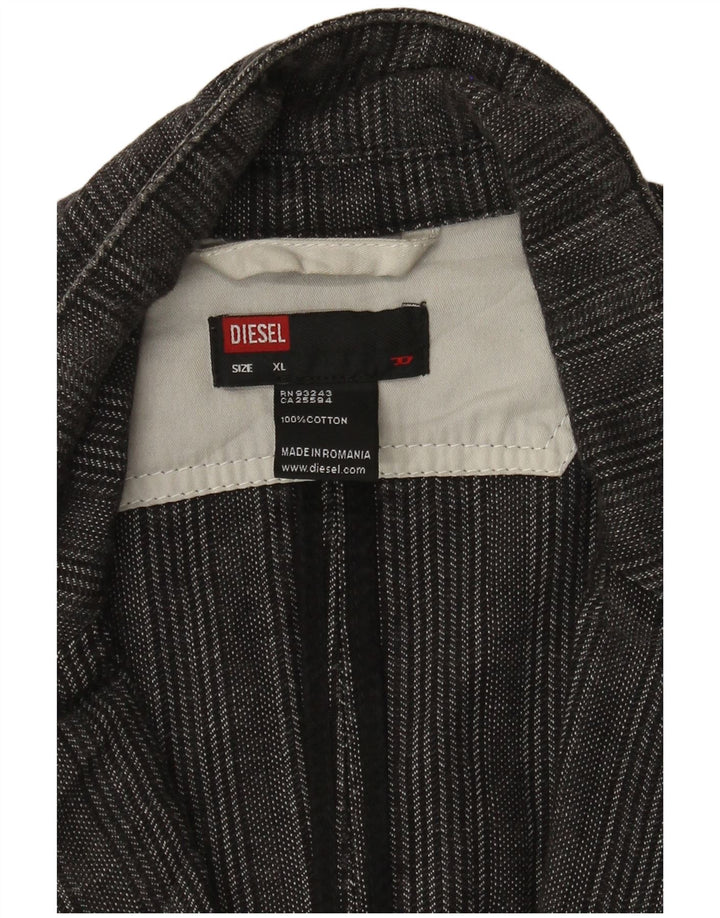 Giacca blazer da uomo a 2 bottoni Diesel UK 42 XL cotone a righe grigie