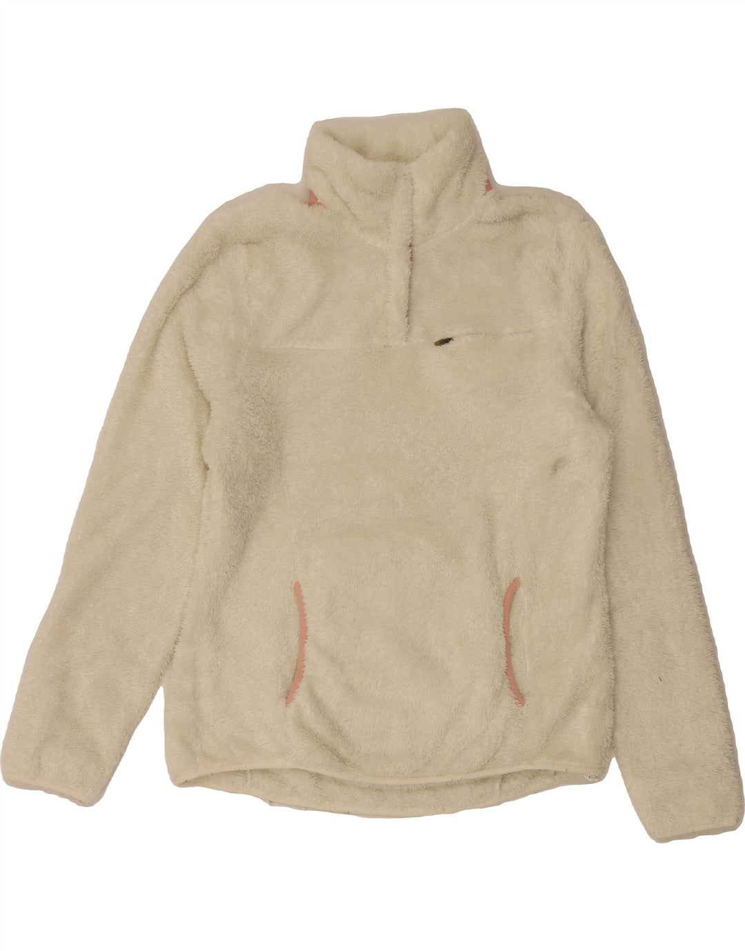 EDDIE BAUER Womens Button Neck Fleece Jumper UK 16 Large Off White Vintage Eddie Bauer and Second-Hand Eddie Bauer from Messina Hembry 