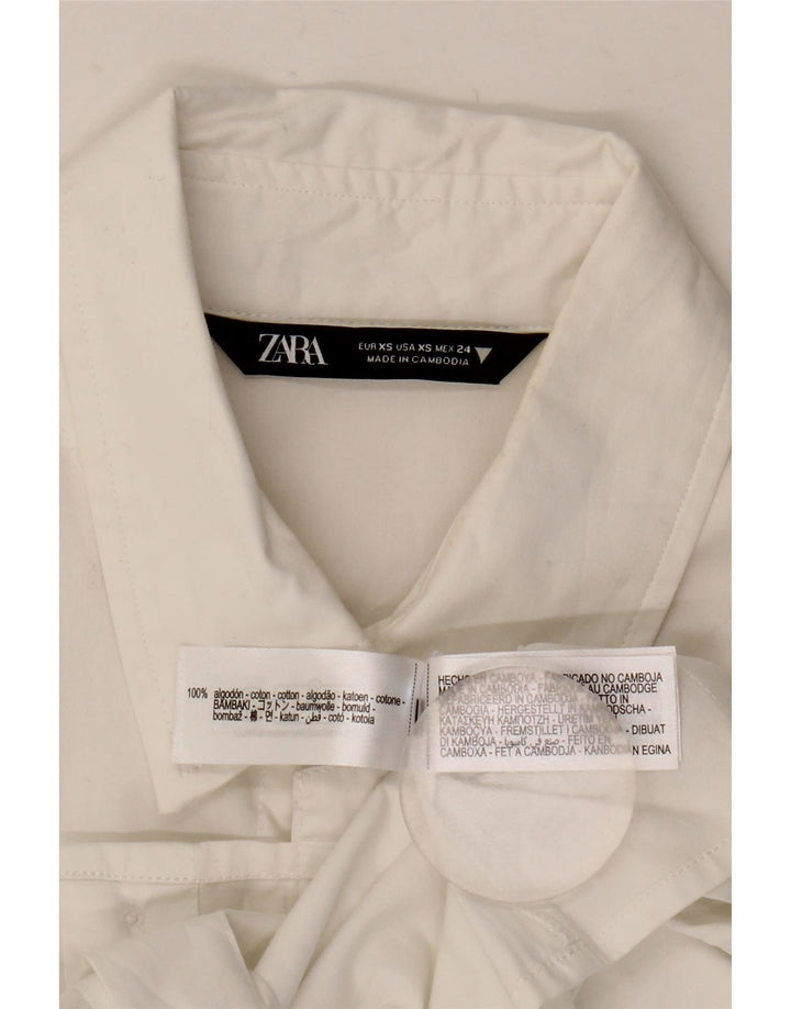 Camicia oversize corta da donna ZARA UK 6 XS cotone bianco