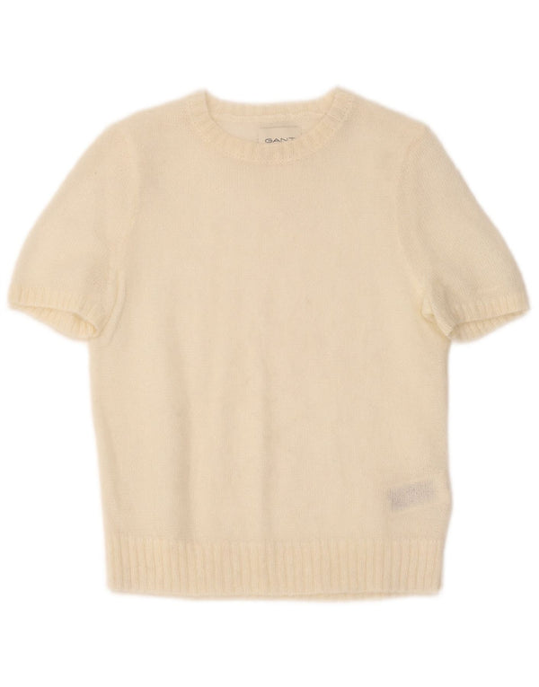 Gant Maglione da donna con scollo a barca a maniche corte UK 6 XS Bianco sporco