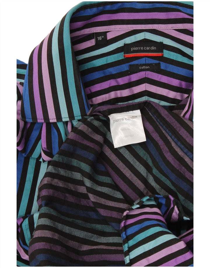PIERRE CARDIN Camicia da uomo Taglia 16 Grande cotone a righe multicolori