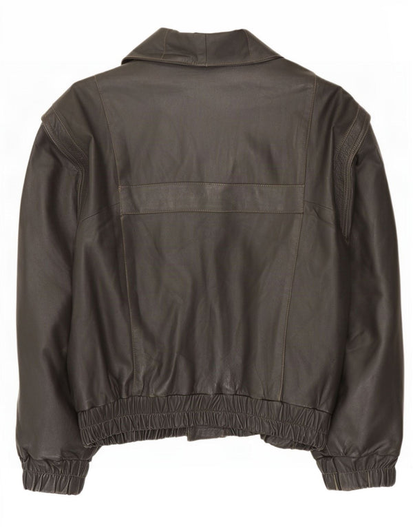 Giacca in pelle vintage da uomo vestibilità ampia UK 38 Grigio medio