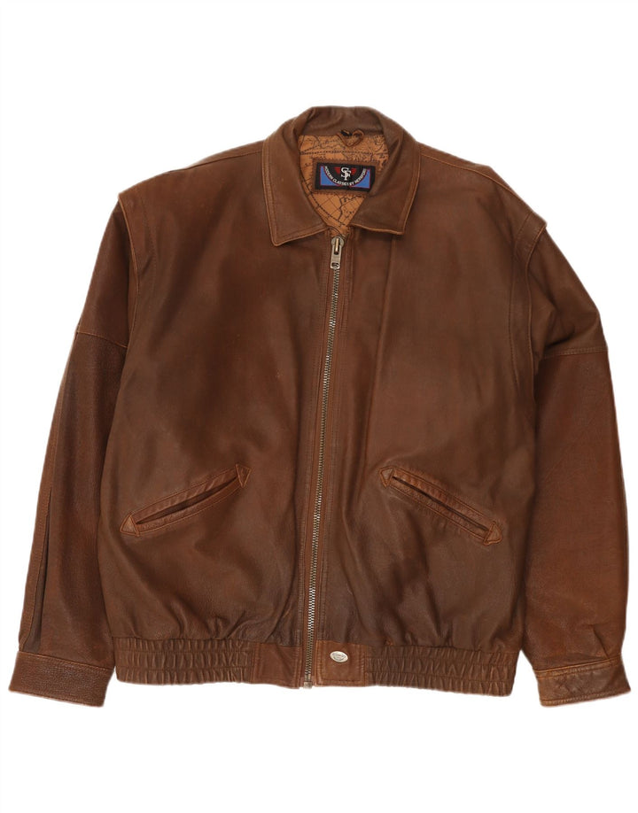 Giacca in pelle bomber da uomo Herrford EU 54 2XL Pelle marrone