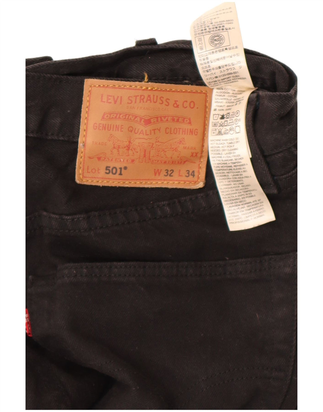 Levi's Uomo 501 Jeans dritti W32 L34 Cotone Nero