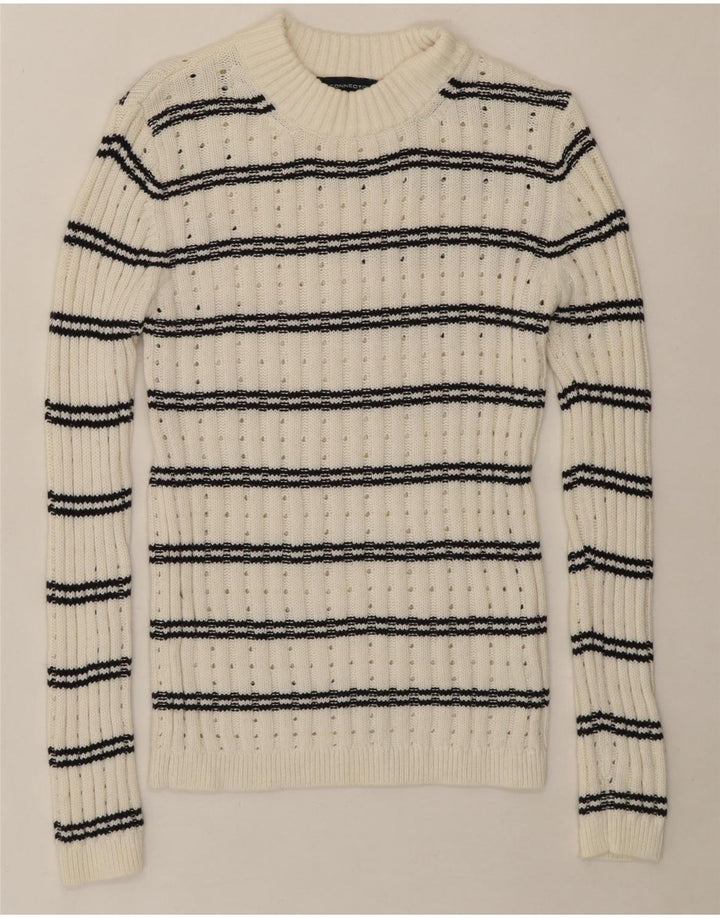 FRENCH CONNECTION Womens Crew Neck Jumper Sweater UK 14 Large White Vintage French Connection and Second-Hand French Connection from Messina Hembry 