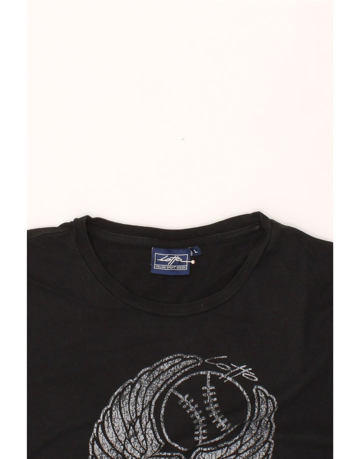 LOTTO Mens Graphic T-Shirt Top Large Black Vintage Lotto and Second-Hand Lotto from Messina Hembry 