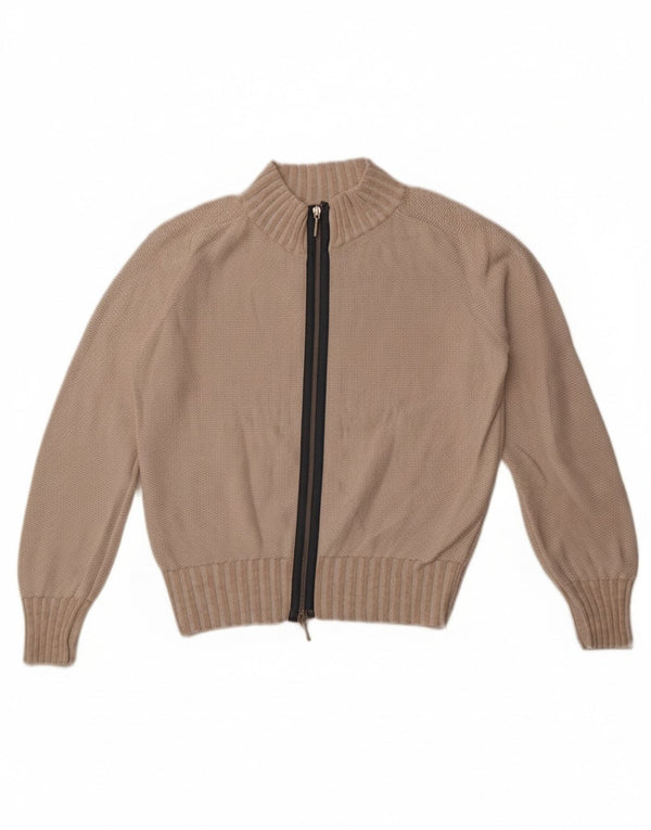 Maglione cardigan da donna Trussardi Jeans UK 16 grande cotone beige