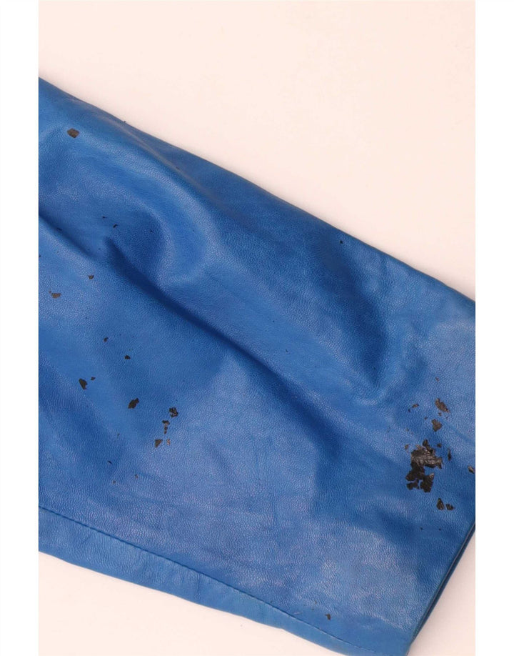 Giacca in pelle corta da donna vintage UK 10 piccola blu