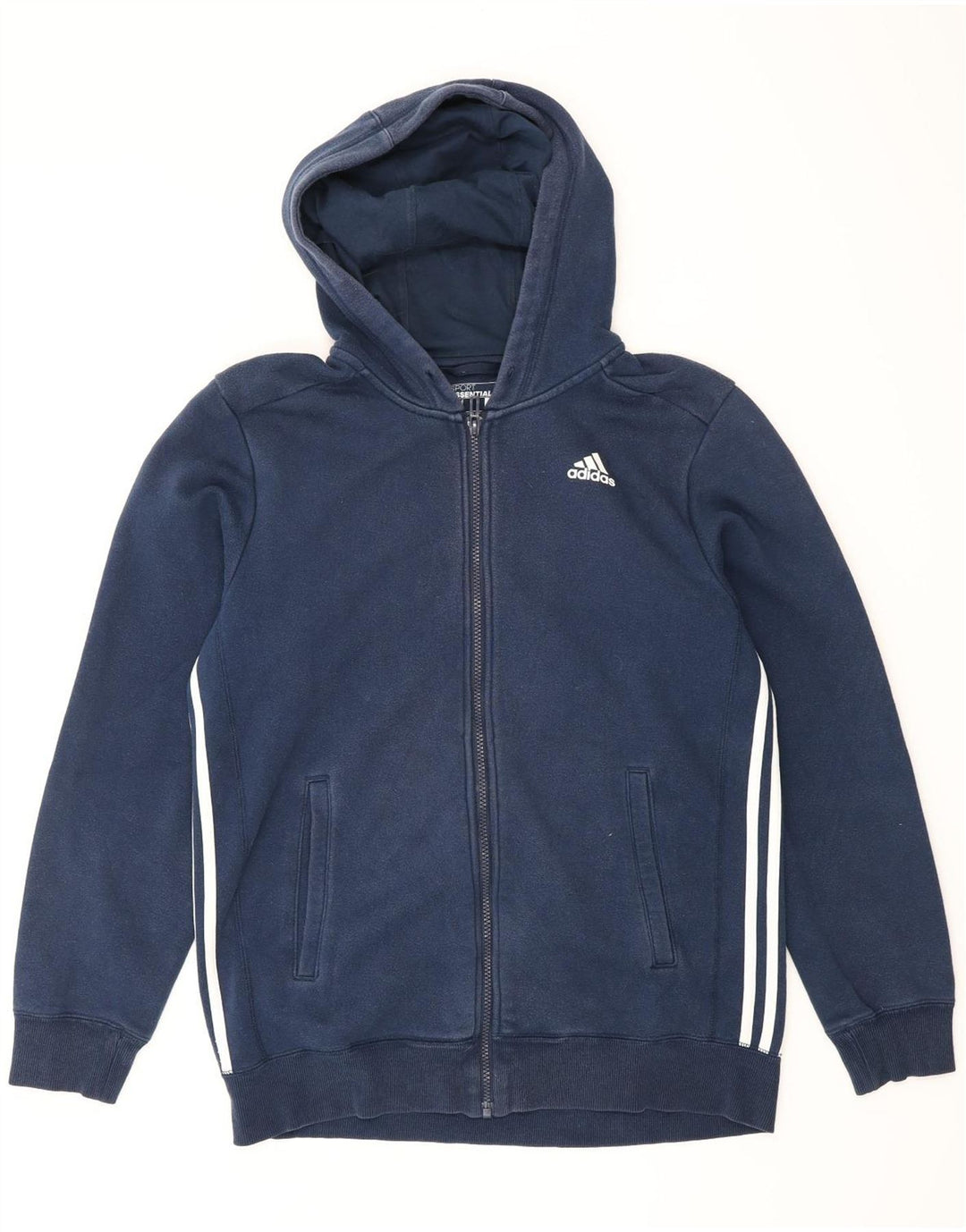 Maglione con cappuccio e zip da uomo ADIDAS in cotone blu navy medio