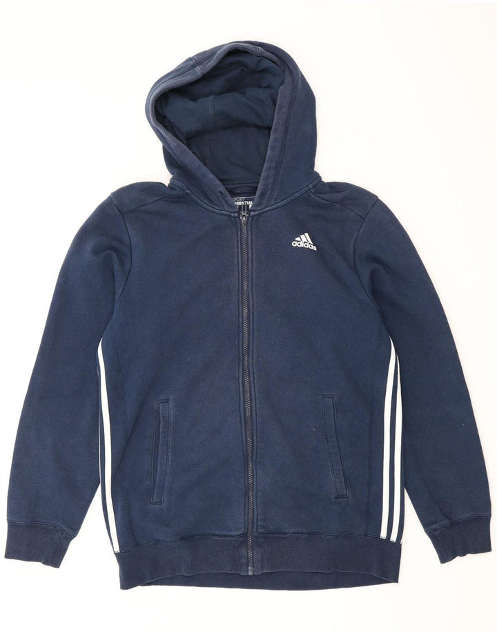 Maglione con cappuccio e zip da uomo ADIDAS in cotone blu navy medio