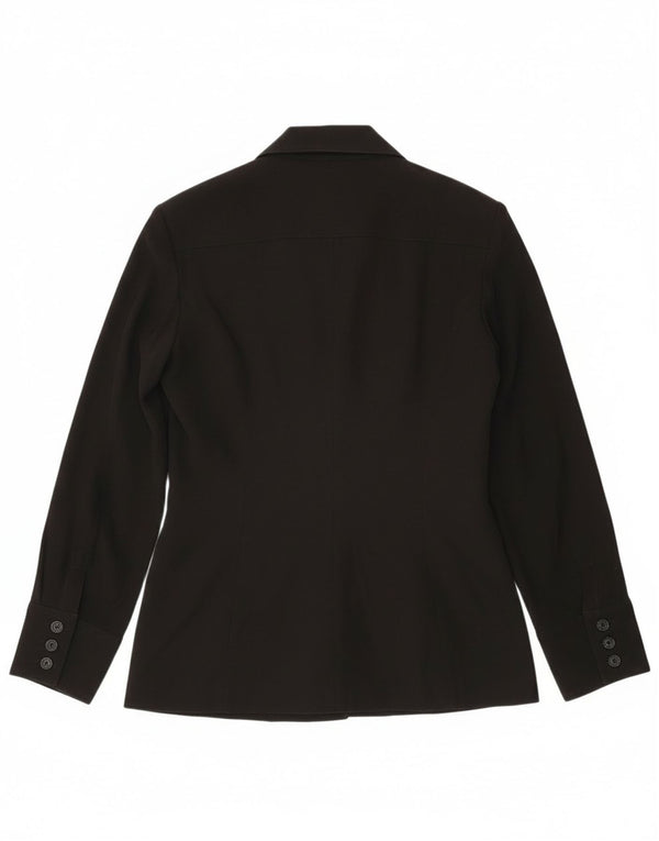 Giacca blazer vintage da donna a 6 bottoni UK 14 grande poliestere nero