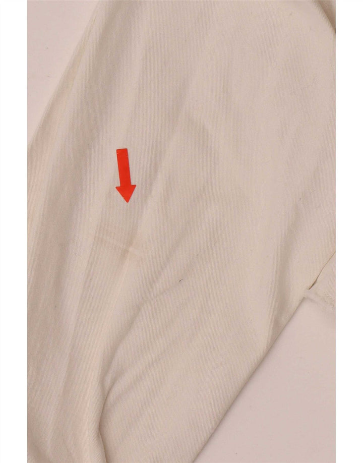 Giacca in denim vintage da donna corta UK 10 piccola in cotone bianco
