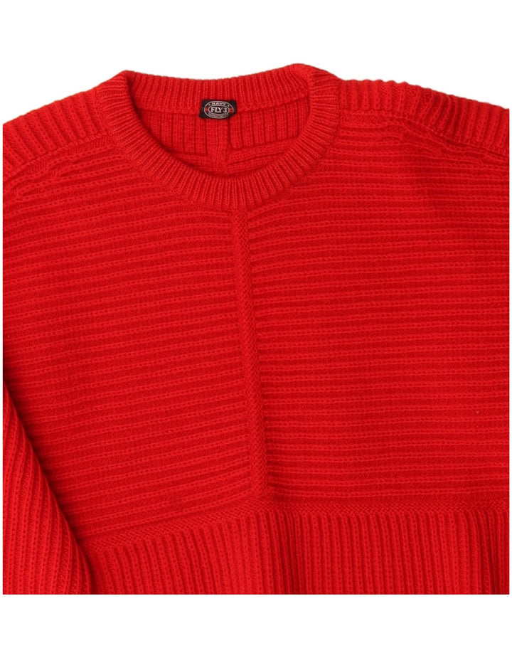 Maglione maglione con scollo a barca da uomo VINTAGE rosso medio