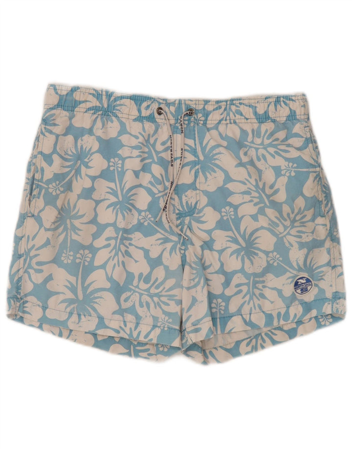 Pantaloncini da bagno da uomo North Sails in cotone floreale blu medio