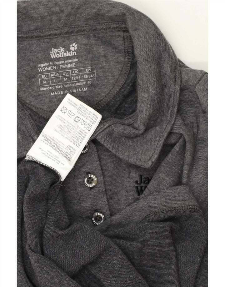 Polo da donna Jack Wolfskin UK 12/14 Poliestere screziato grigio medio