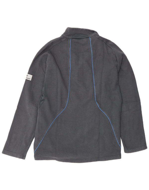 Felpa Adidas da uomo con zip e collo maglione UK 42/44 grande cotone blu navy