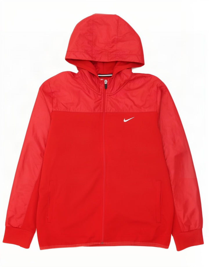 Giacca da ginnastica con cappuccio Nike Dri Fit da uomo, colore rosso medio, in poliestere