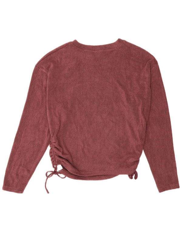 Top in velluto da donna Zara a maniche lunghe UK 14 Poliestere bordeaux medio