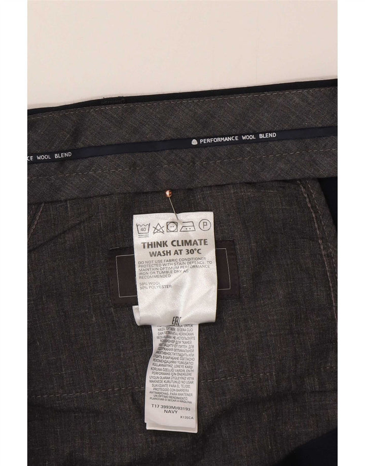 Pantaloni da abito su misura da uomo Marks & Spencer W44 L31 lana blu navy