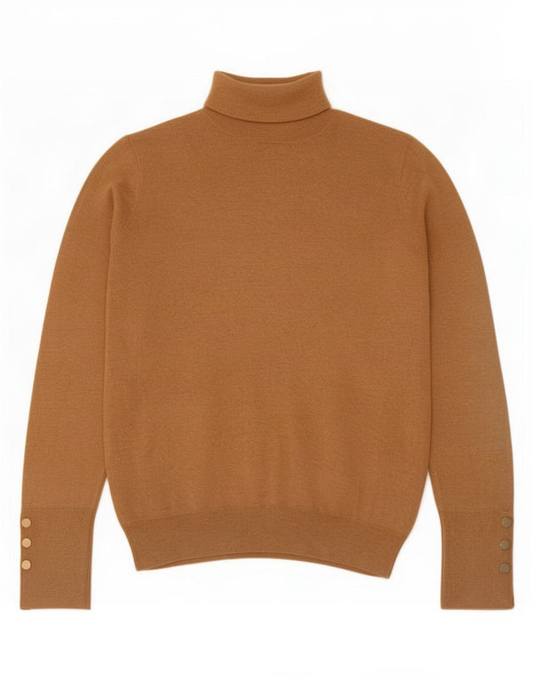 Maglione maglione a collo alto da donna Zara UK 14 grande viscosa beige