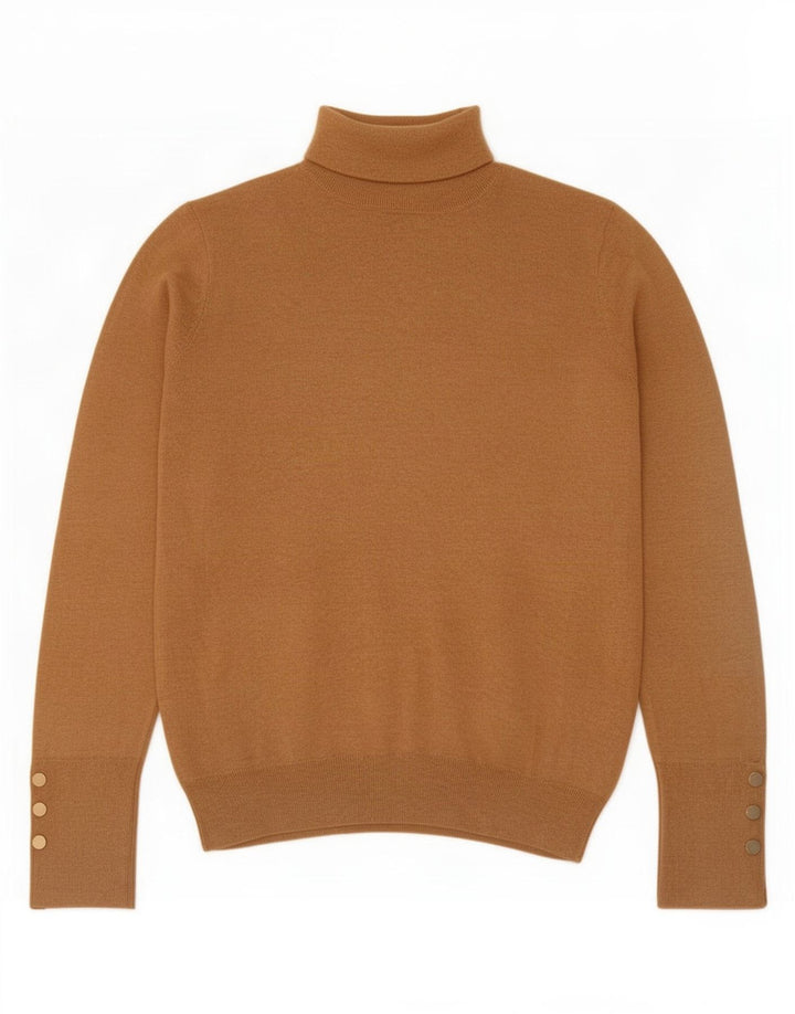 Maglione maglione a collo alto da donna Zara UK 14 grande viscosa beige
