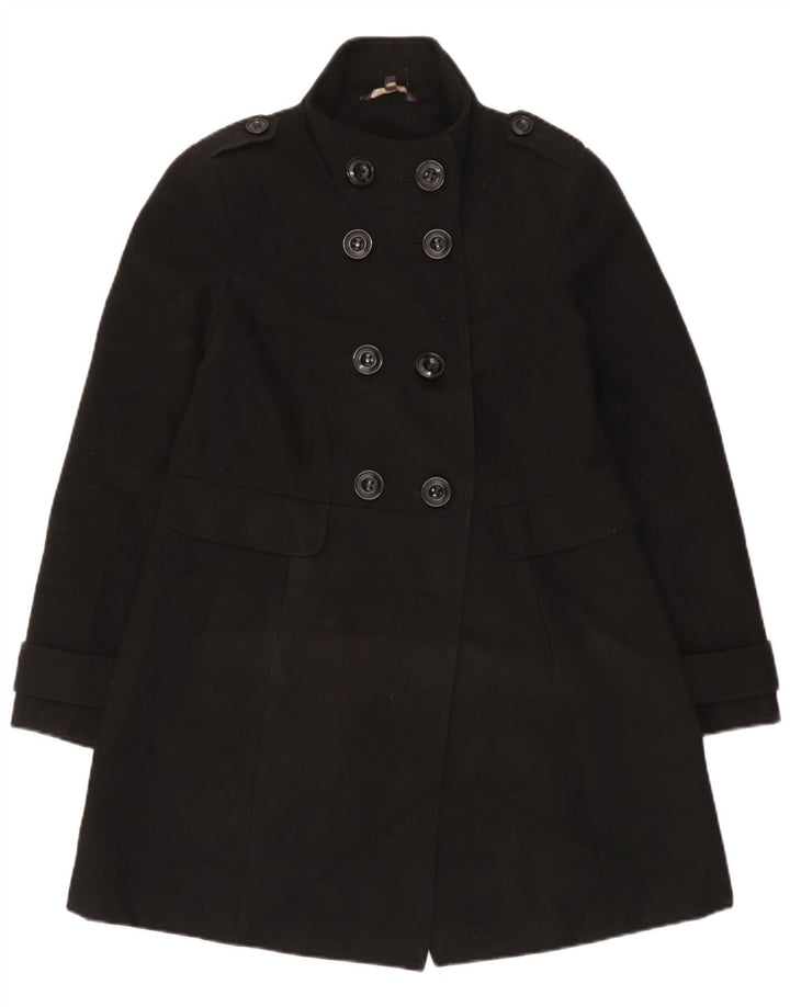 Cappotto doppiopetto da donna Marks & Spencer UK 12 poliestere nero medio