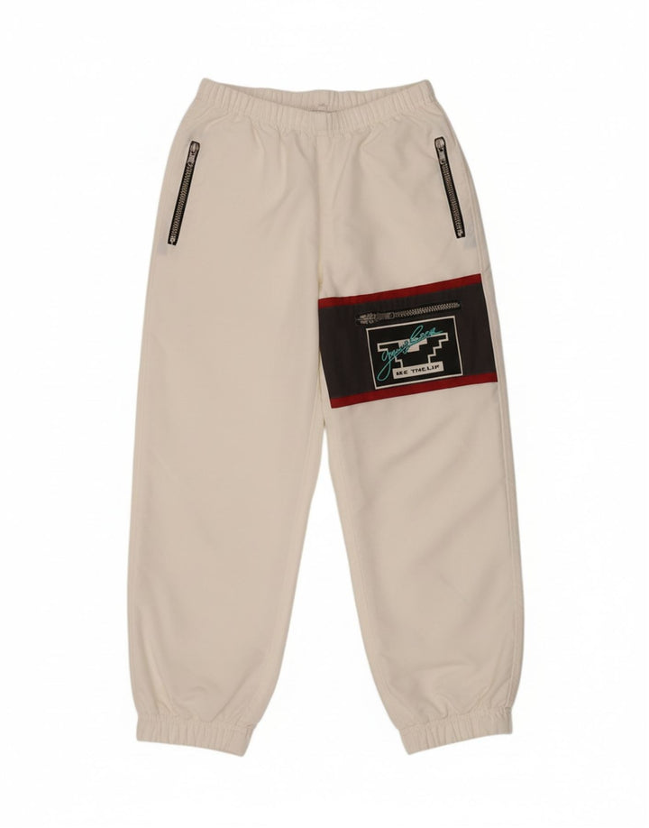 VINTAGE Mens Tracksuit Trousers Joggers XL  White Polyamide