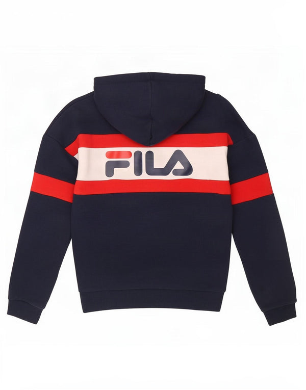Felpa con cappuccio oversize grafica da donna Fila UK 6 XS Blu navy Colourblock