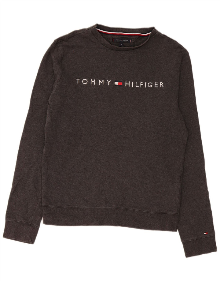 Felpa grafica da uomo Tommy Hilfiger Maglione cotone grigio medio