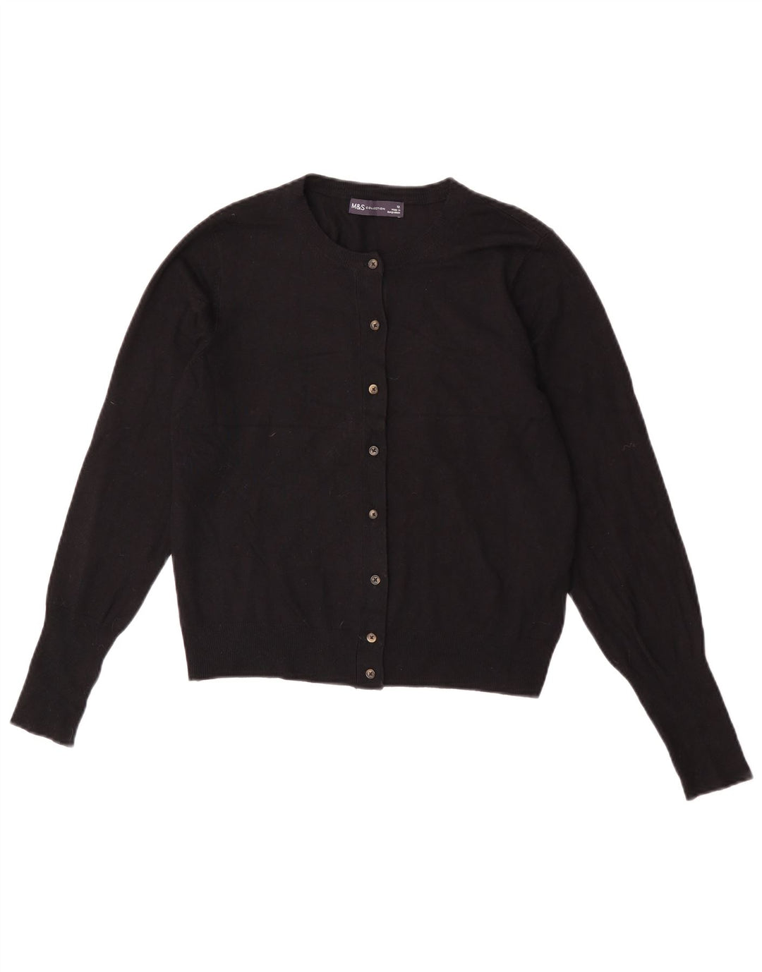 Maglione cardigan corto da donna Marks & Spencer UK 12 viscosa nera media